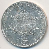 Ausztria 1908. 1K Ag "Jubileum" T:2 Austria 1908. 1 Corona Ag "Jubilee" C:XF