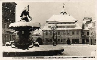 Bad Schandau, Gasthaus zur Gambrinusbraueri, Curt Schuster, winter, market place, pharmacy, restaurant, hotel