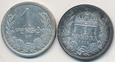 1912. 1K Ag "Ferenc József" + 1927. 1P Ag T:2,2-