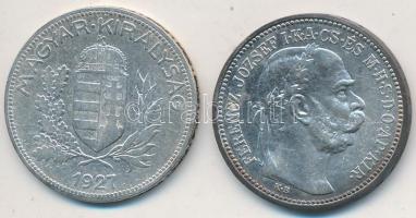 1912. 1K Ag "Ferenc József" + 1927. 1P Ag T:2,2-