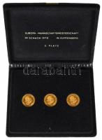 Ausztria 1915. 1D Au "Ferenc József" 3db eredeti bársonytokban (3x3.49g/0.986) utánveret T...