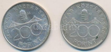 1993-1994. 200Ft Ag "MNB" + "Deák" (2x) T:2,2-