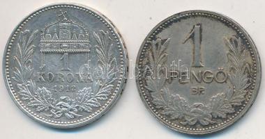 1912. 1K Ag "Ferenc József" + 1926. 1P Ag T:2