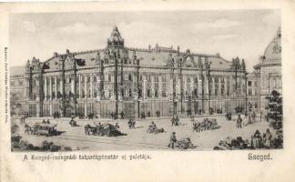 Szeged, Szeged-Csongrádi Takarékpénztár Új palotája, villamos, kiadja Scharcz Jenő (EK)