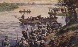 WWI K.u.K. army crossing the Wieprz river, So. Stpl