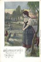 Hungarian folklore, girl, cemetery, music sheet, Walter Haertel No. 427. (EK)