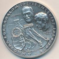 1976. "A magyar forradalom 20 éves évfordulójára" Ag emlékérem (22.51g/0.925/38mm) T:2 Hungary 1976. "Remembering Hungary's fight for sovereignity 1956" Ag commemorative medallion (22.51g/0.925/38mm) C:XF