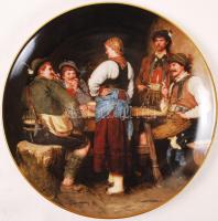 Lilien porcelángyár: Die Meisterwerke des Franz von Defregger jelzett gyűjtői porcelán tányér eredeti dobozában, ismertetővel, nem használt / Collector porcelain plate in original box. d: 26 cm