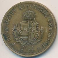 1867. "Éljen Ferenc József és Erzsébet magyar királypárja! /A Buda-Pesti Koronázás Emlékéül" Br emlékérem (20mm) T:2-,3
