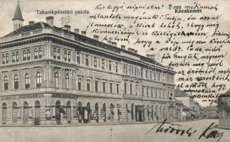 1907 Kecskemét, Takarékpénztári palota, Dávid Bertalan üzlete,  Fekete (Schwartz) Soma kiadása (EK)