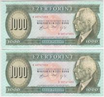 1992. 1000Ft (2x) egymáshoz közeli sorszámmal: "D 40747365", "E 40747365" T:I
