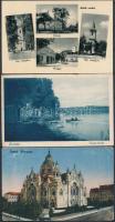 3 db RÉGI főként használatlan magyar városképes lap (Réde, Révfülöp, Szeged zsinagóga) / 3 old mostly unused Hungarian town-view postcards, with Szeged synagogue