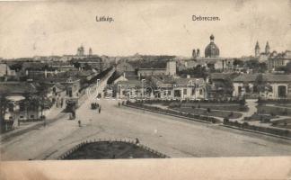 Debrecen, a háttérben a zsinagóga; Mihály Samu kiadása (fl)