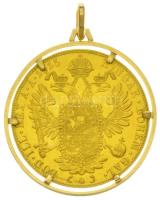 Ausztria 1915. 4D Au "Ferenc József" utánveret 14K arany keretbe foglalva (Br.: 18.9g) T:2...
