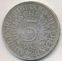 NSZK 1966D 5M Ag T:2- GFR 1966D 5 Mark Ag C:VF