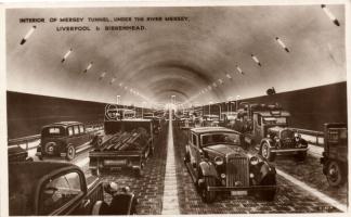 Liverpool & Birkenhead, Mersey Tunnel, interior, automobiles 'Valentine's postcard'