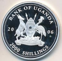 Uganda 2006. 2000Sh Ag "A labdarúgás halhatatlanjainak csarnoka - Olaszország 1990-as évek / Roberto Baggio" T:PP Tanúsítvánnyal Uganda 2006. 2000 Shilling Ag "Hall of Fame of football - Italy 1990s / Roberto Baggio" C:PP Certificate