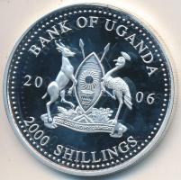 Uganda 2006. 2000Sh Ag "A labdarúgás halhatatlanjainak csarnoka - Franciaország 2000-es évek/Zinadine Zidane" T:PP tanúsítvánnyal Uganda 2006. 2000 Shilling Ag "Hall of Fame of football - France 2000s" C:PP with certificate