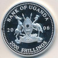 Uganda 2006. 2000Sh Ag "A labdarúgás halhatatlanjainak csarnoka - Dánia 1990-es évek / Peter Schmeichel" T:PP Tanúsítvánnyal Uganda 2006. 2000 Shilling Ag "Hall of Fame of football - Denmark 1990s / Peter Schmeichel" C:PP With certificate