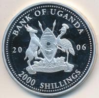 Uganda 2006. 2000Sh Ag "A labdarúgás halhatatlanjainak csarnoka - Csehország 1960-as évek / Josef Masopust" T:PP tanúsítvánnyal Uganda 2006. 2000 Shilling Ag "Hall of Fame of football - Czech Republic 1960s / Josef Masopust" C:PP With certificate
