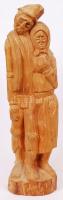 Jakabos István (naív faragó): Székely paraszt házaspár. Faragott fa, jelzett, jó állapotban, m 42 cm (Ürmössy-Haám gyűjteményből)