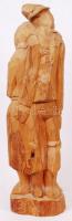 Jakabos István (naív faragó): Székely paraszt házaspár. Faragott fa, jelzett, jó állapotban, m 42 cm...