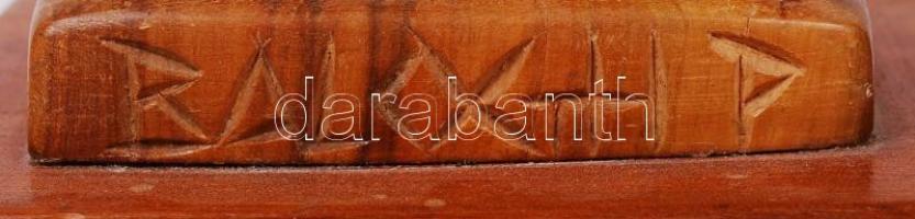 Balogh Péter (1920-1994): Ifjak. Fa, jelzett, fa talapzaton, m:53 cm