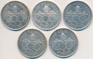 1992. 200Ft Ag "MNB" (5x) T:2,2- Adamo F13