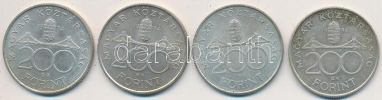 1994. 200Ft Ag "Deák" (4x) T:2,2- Adamo F13.1