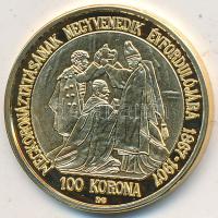 DN "Magyar aranypénzek utánveretben - Ferenc József jubileumi 100 korona" aranyozott Ag emlékérem (5.5g/0.999) T:PP csak 2009db!