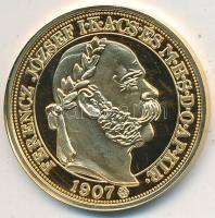 DN "Magyar aranypénzek utánveretben - Ferenc József jubileumi 100 korona" aranyozott Ag em...