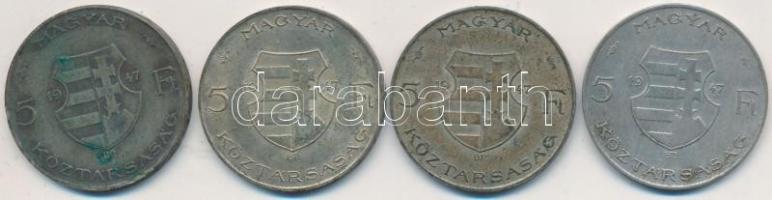 1947. 5Ft Ag "Kossuth" (4x) T:2-,3 Adamo F8.1
