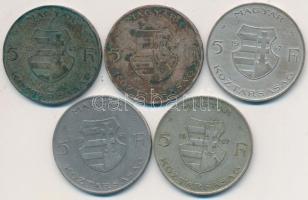 1947. 5Ft Ag "Kossuth" (5x) T:2-,3 Adamo F8.1