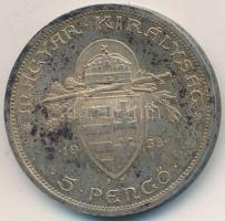 1938. 5P Ag "Szent István" T:2- Adamo P8.1