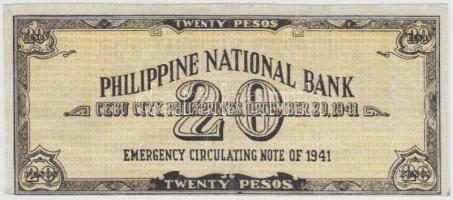 Fülöp-Szigetek/II. Világháborús megszállás alatti szükségpénz/Cebu 1941. 20P T:III
Philippines/Treas...