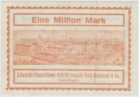 Német Birodalom / Weimari Köztársaság "Kölni Gumiszálgyár" 1923. 1.000.000M utalvány T:III...