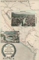 Map of the Balkans; Sarajevo, Mostar Zur Erinnerung an die Annexion Bosniens und der Herzegowina / In memory of the annexation of Bosnia and Herzegovina