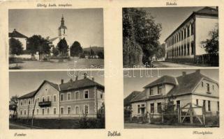 Dolha fatelep, iskola, községháza, görög katolikus templom / sawmill, school, town hall, Greek Catholic church