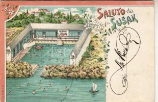 Sziszek Badeanstalt Litho