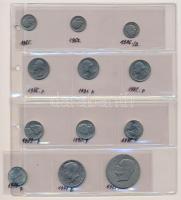 Amerikai Egyesült Államok ~1970-1990. 48db vegyes fémpénz T:vegyes
USA ~1970-1990. 48pcs of mixed co...