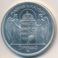 1930. 5P Ag "Horthy jobbra" Artex-veret, U.P. jelzéssel! T:P (felületi karc)
