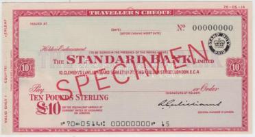 Nagy-Britannia DN "Standard Bank" 10Ł "SPECIMEN" utazási csekk T:restaurált Great Britani ND "Standard Bank" 10 Pounds "SPECIMEN" travellers cheque C:restored