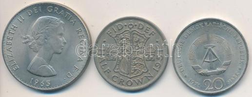 Nagy-Britannia 1951. 1/2C "VI. György" + 1965. 1C "Sir Winston Churchill" + NDK 1971. 20M "Ernst Thälmann" T:vegyes Great Britain 1951. 1/2 Crown "George VI" + 1965. 1 Crown "Sir Winston Churchill" + GDR 1971. 20 Mark "Ernst Thälmann" C:mixed
