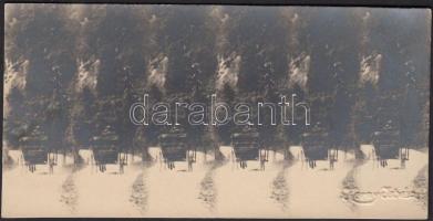 cca 1918 Kerny István (1879-1963): Egylovas szekér hatszorozva, trükkfotó, hideg pecséttel jelzett vintage fotó, 7x14 cm