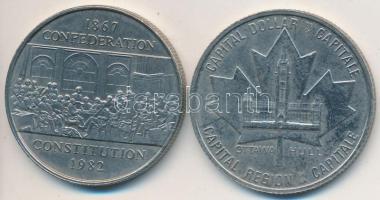 Kanada 1982. 1$ "Konföderáció" + 1985. 1$ "Ottawa" fém zseton T:2 Canada 1982. 1 Dollar "Confederation" + 1985. 1 Dollar "Ottawa Hull Capital Dollar" metal token C:XF