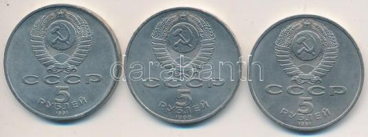 Szovjetunió 1990-1991. 5R (3xklf) T:2 Soviet Union 1990-1991. 5 Rubles (3xdiff) C:XF