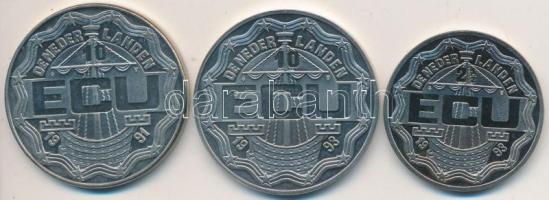 Hollandia 1991. 10E "Erasmus" + 1993. 2 1/2E "Leeghwater" + 1993. 10E "Maastricht" T:PP Netherlands 1991. 10 Ecu "Erasmus" + 1993. 2 1/2 "Leeghwater" + 1993. 10 Ecu "Maastricht" C:PP