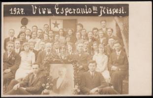 1927 Vivu Esperanto!!! Kispest, fotólap, 9x13,5 m