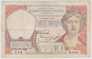 Jugoszlávia 1926 10D T:III- Yugoslavia 1926. 10 Dinara C:VG Krause 25