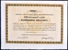 Jászladány 1911. "Jászsági Helyi Érdekű Vasut Részvénytársaság" részvénye 200K-ról T:I-